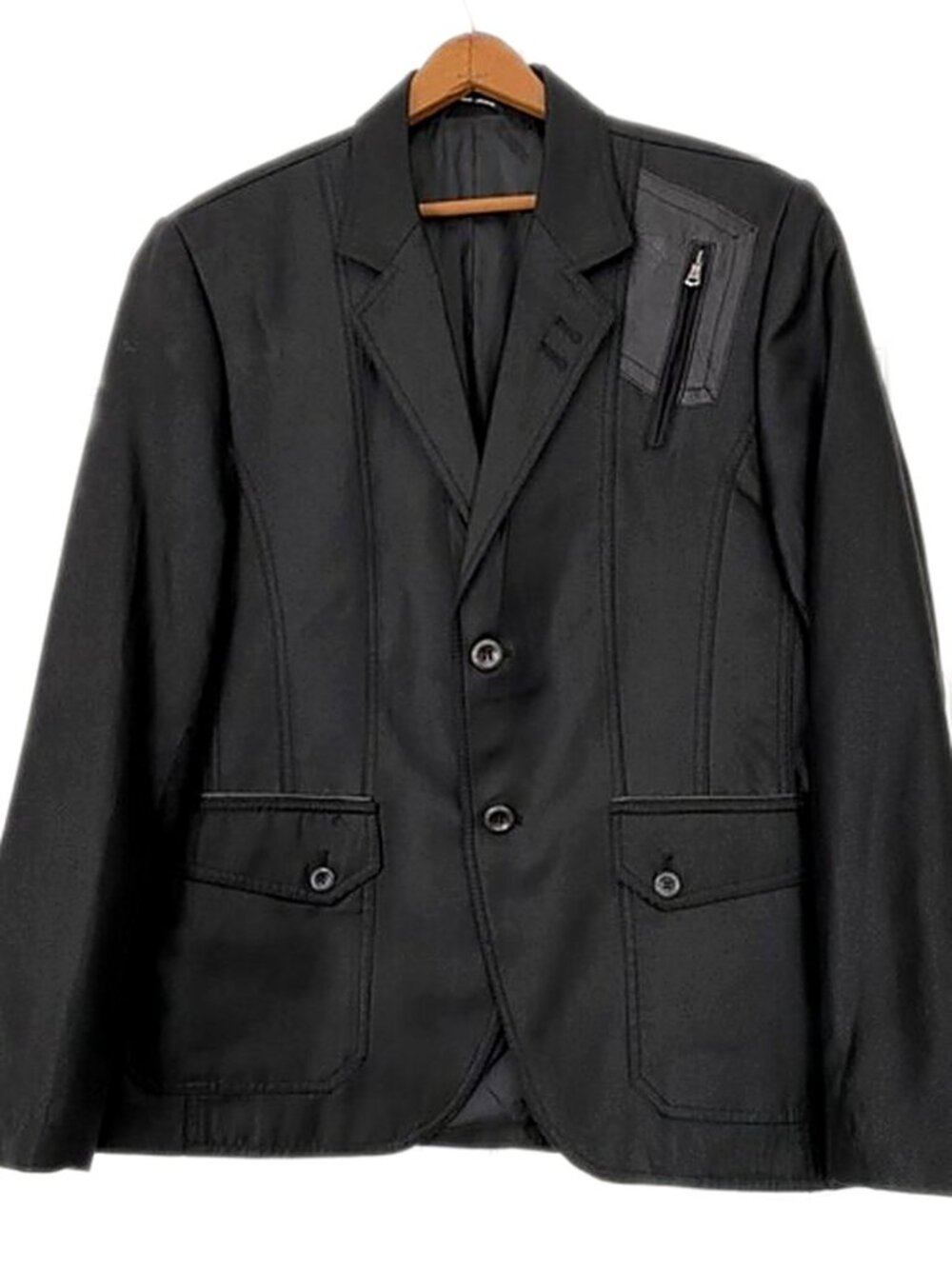 Mondo Menswear Jacket Blazer Black Zipper Leather Accent New size X-Large